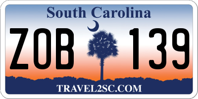 SC license plate ZOB139
