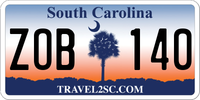 SC license plate ZOB140