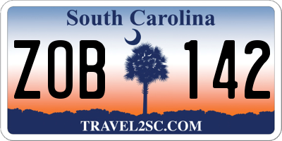 SC license plate ZOB142