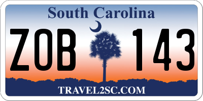 SC license plate ZOB143