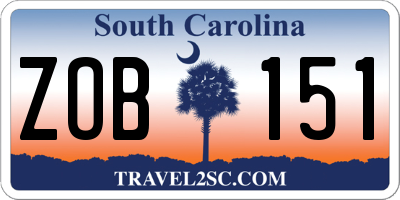 SC license plate ZOB151
