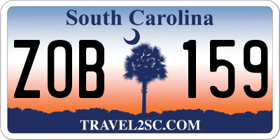 SC license plate ZOB159
