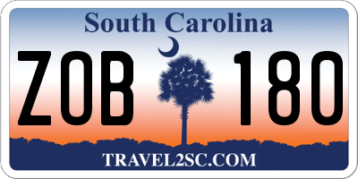 SC license plate ZOB180