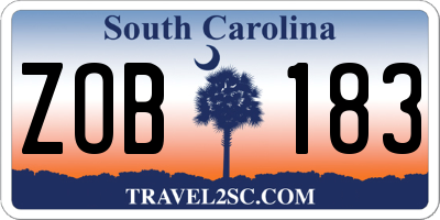 SC license plate ZOB183