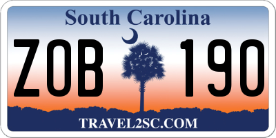 SC license plate ZOB190