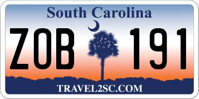 SC license plate ZOB191