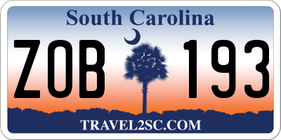 SC license plate ZOB193