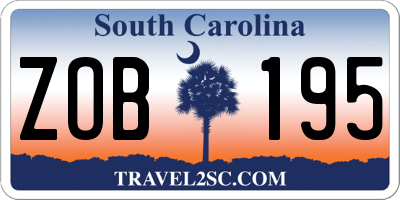 SC license plate ZOB195