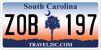 SC license plate ZOB197