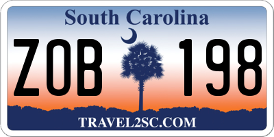 SC license plate ZOB198