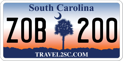 SC license plate ZOB200
