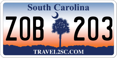 SC license plate ZOB203