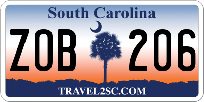 SC license plate ZOB206