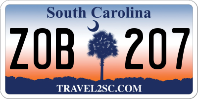 SC license plate ZOB207