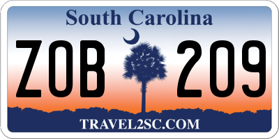 SC license plate ZOB209