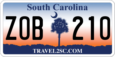SC license plate ZOB210