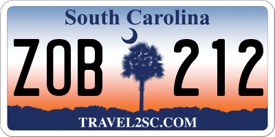 SC license plate ZOB212