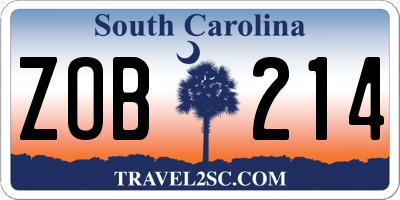SC license plate ZOB214