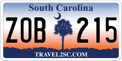 SC license plate ZOB215