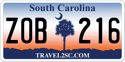 SC license plate ZOB216