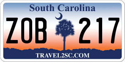 SC license plate ZOB217