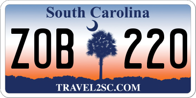 SC license plate ZOB220