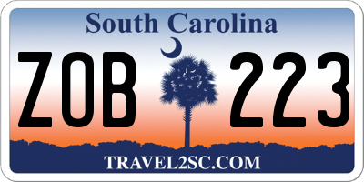 SC license plate ZOB223
