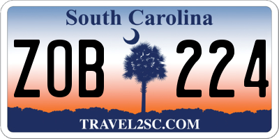 SC license plate ZOB224
