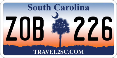 SC license plate ZOB226