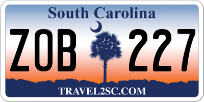 SC license plate ZOB227