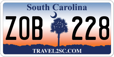 SC license plate ZOB228
