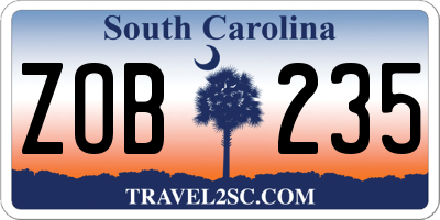 SC license plate ZOB235