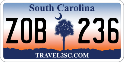 SC license plate ZOB236