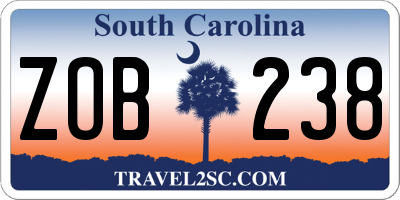 SC license plate ZOB238