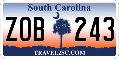 SC license plate ZOB243
