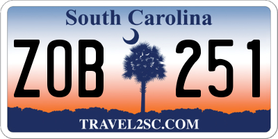 SC license plate ZOB251