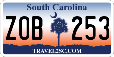 SC license plate ZOB253
