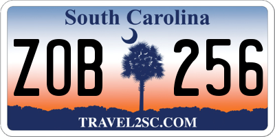 SC license plate ZOB256