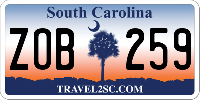 SC license plate ZOB259