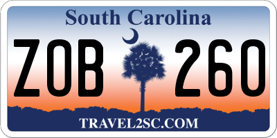 SC license plate ZOB260