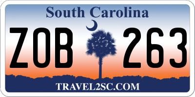 SC license plate ZOB263