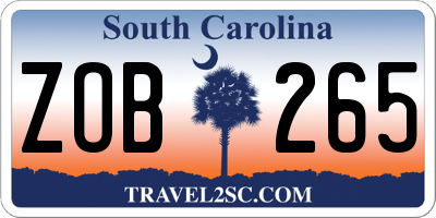 SC license plate ZOB265
