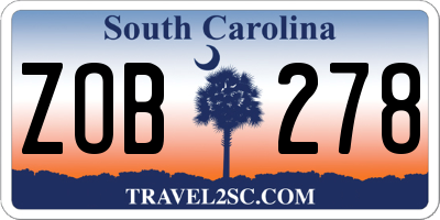SC license plate ZOB278