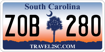 SC license plate ZOB280