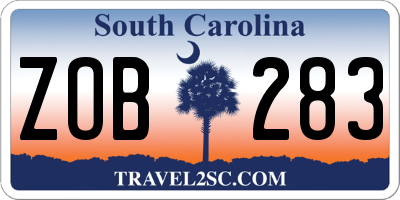 SC license plate ZOB283