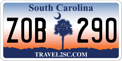 SC license plate ZOB290