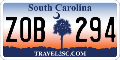 SC license plate ZOB294