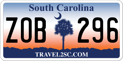 SC license plate ZOB296