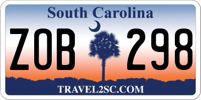 SC license plate ZOB298