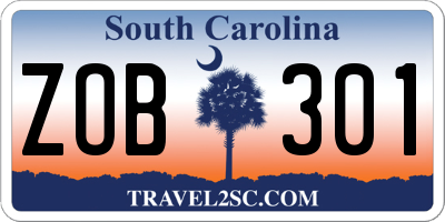 SC license plate ZOB301